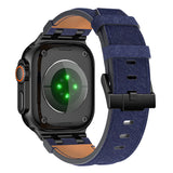 Apple Watch 7 45mm KRD-153 Kot Kumaş Tasarımlı Kordon Gümüş-Mavi
