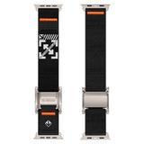 Apple Watch 7 45mm KRD-154 Naylon Kumaş Hasır Örgülü Kordon Gri-Siyah