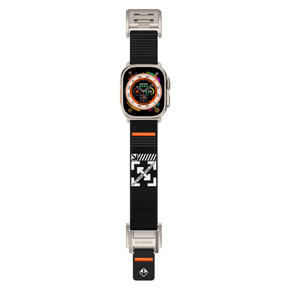 Apple Watch 7 45mm KRD-154 Naylon Kumaş Hasır Örgülü Kordon Gri-Siyah