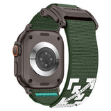 Apple Watch 7 45mm Zore KRD-154 Naylon Kumaş Hasır Örgülü Kordon Siyah-Yeşil
