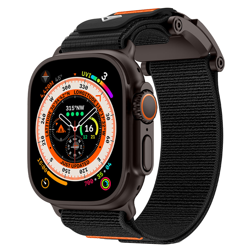 Apple Watch 7 45mm Zore KRD-154 Naylon Kumaş Hasır Örgülü Kordon Siyah