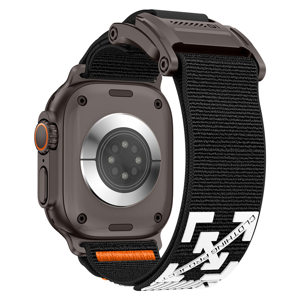 Apple Watch 7 45mm Zore KRD-154 Naylon Kumaş Hasır Örgülü Kordon Siyah
