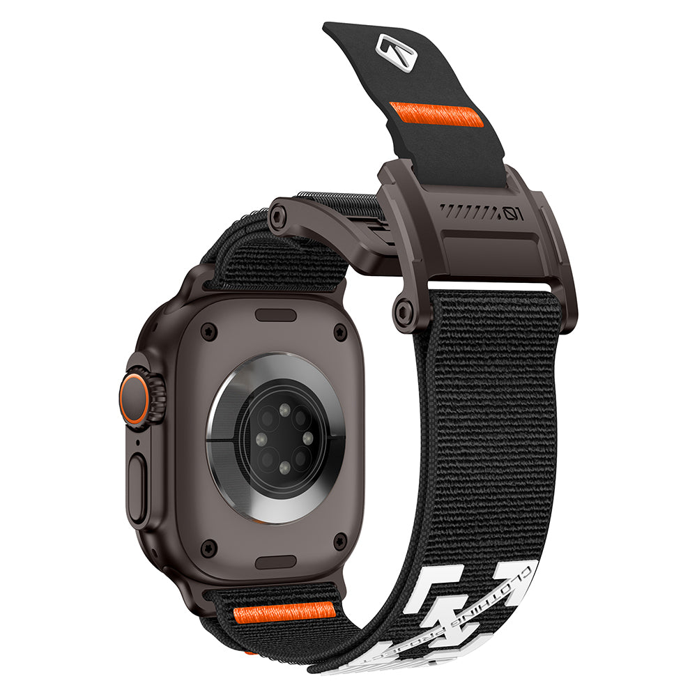 Apple Watch 7 45mm KRD-154 Naylon Kumaş Hasır Örgülü Kordon Siyah