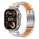 Apple Watch 7 45mm Zore KRD-155 Metal Silikon Kordon Titanyum-Turuncu