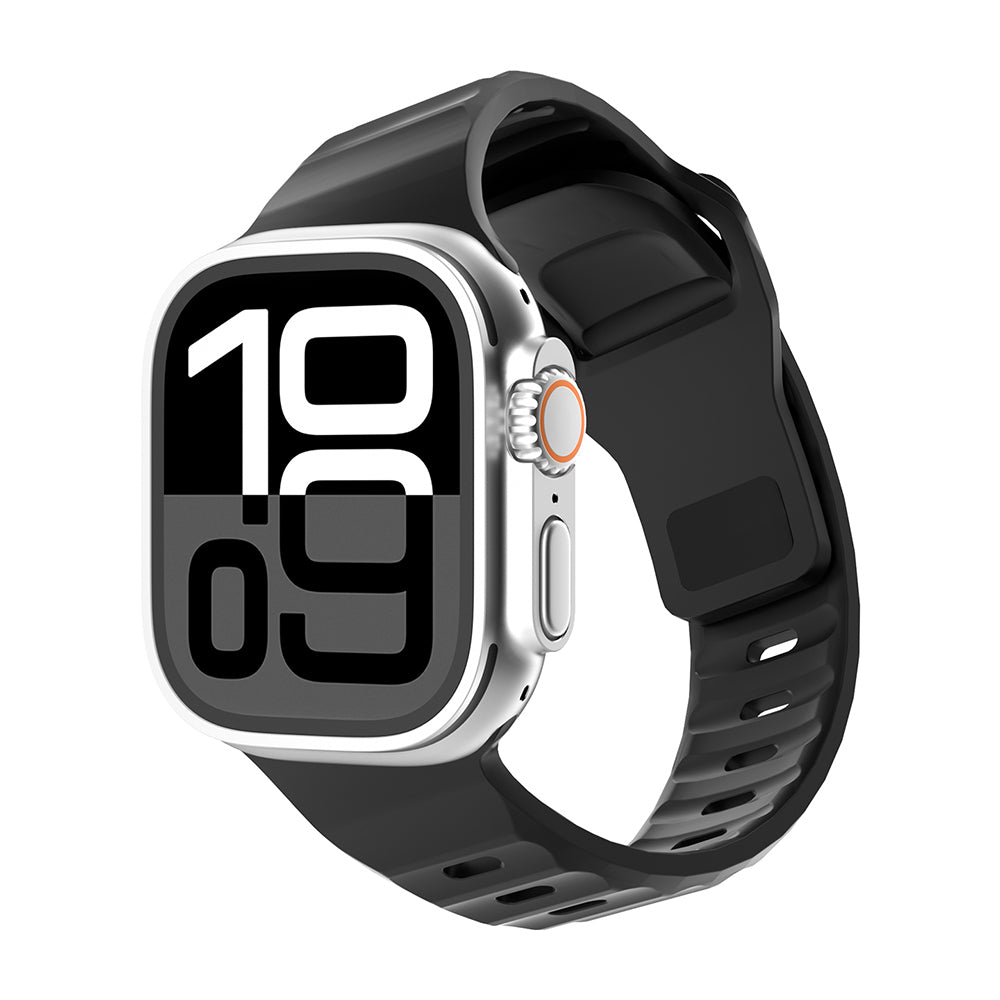 Apple Watch 7 45mm Zore KRD-160 Silikon Kordon Strap Kayış Siyah