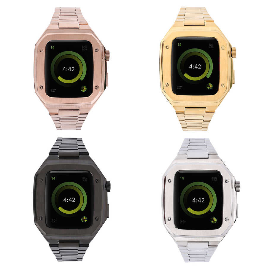 Apple Watch 7 45mm Zore KRD-64 Metal Kordon Rose Gold