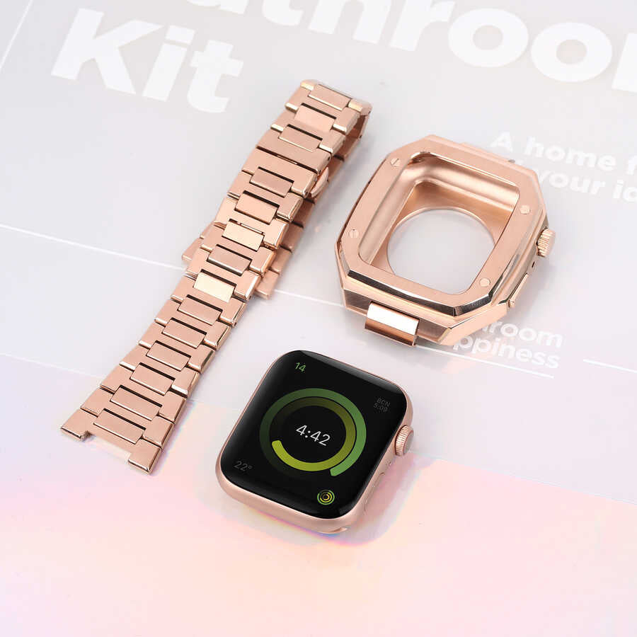 Apple Watch 7 45mm Zore KRD-64 Metal Kordon Siyah