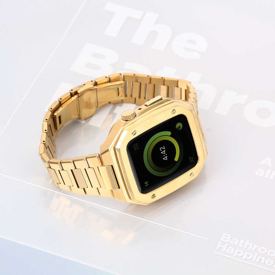 Apple Watch 7 45mm Zore KRD-64 Metal Kordon Rose Gold