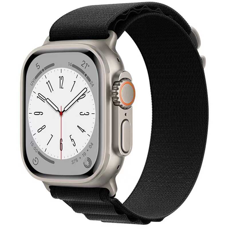 Apple Watch 7 45mm Zore KRD-74 Hasır Kordon Siyah-Füme