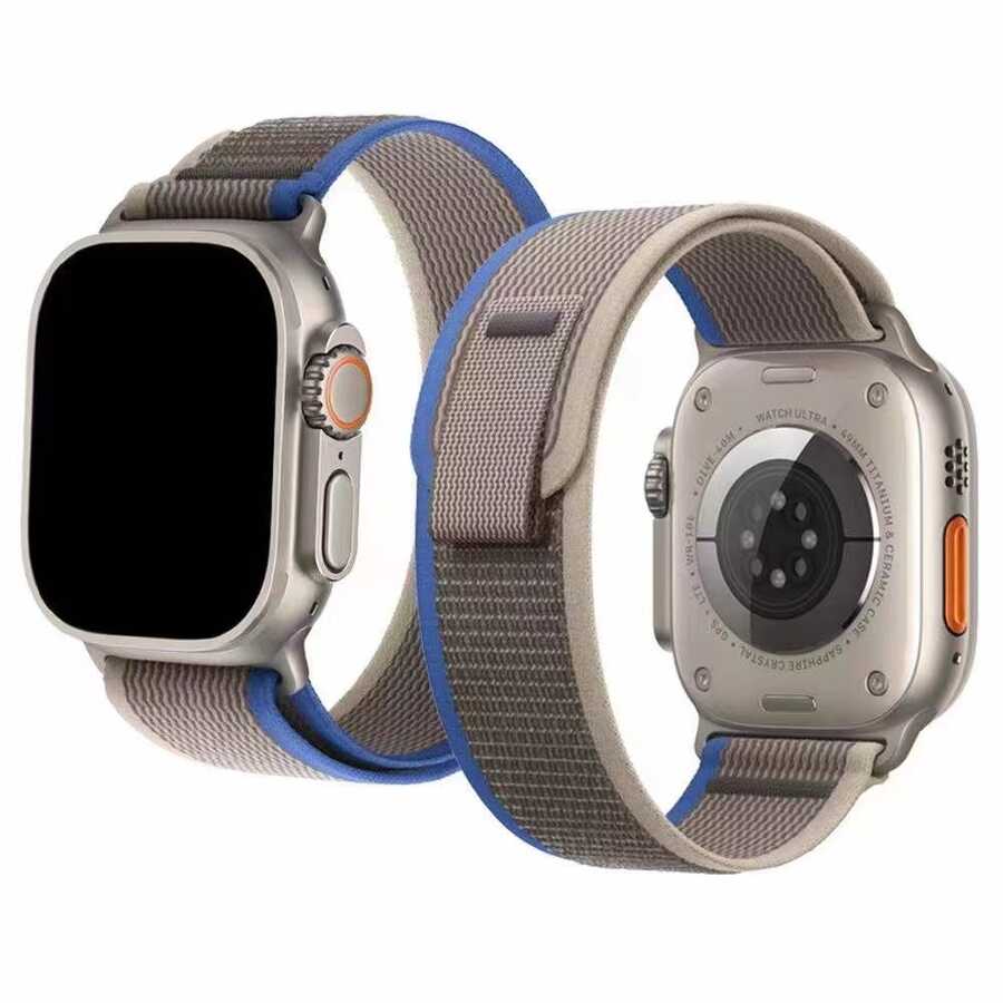 Apple Watch 7 45mm Zore KRD-77 Hasır Kordon Beyaz-Sarı