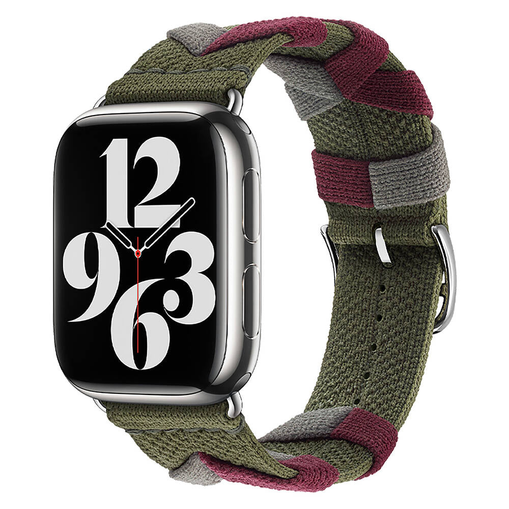 Apple Watch 7 45mm Zore KRD-97 Sarmal Örgü Tasarımlı Kordon Haki