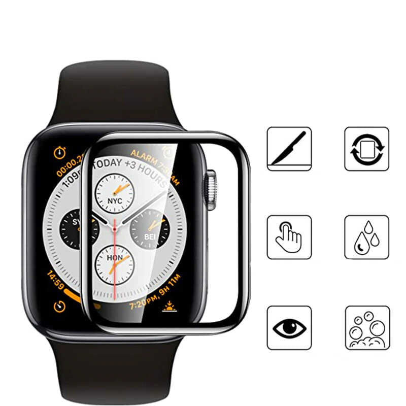 Apple Watch 7 45mm Zore PMMA Pet Saat Ekran Koruyucu Siyah