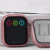 Apple Watch 7 45mm Zore Watch Gard 24 Kenarları Taşlı Sert PC Kasa Ve Ekran Koruyucu Rose Gold