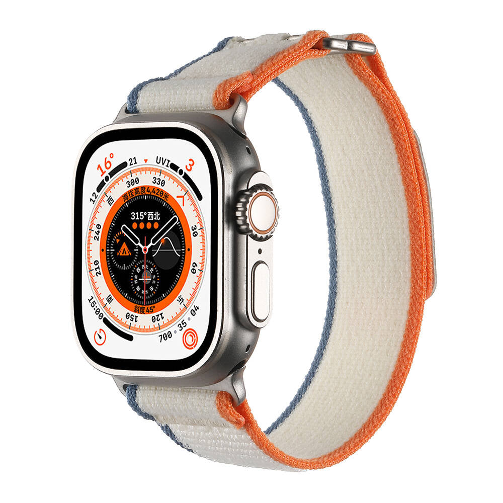 Apple Watch Ultra 49mm Hasır Kordon Zore KRD-106 Strap Kayış Gri-Mavi