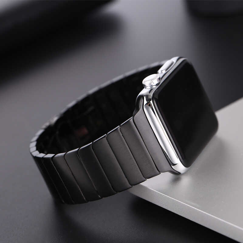 Apple Watch Ultra 49mm Kordon KRD-16 Seramik Strap Kayış Siyah