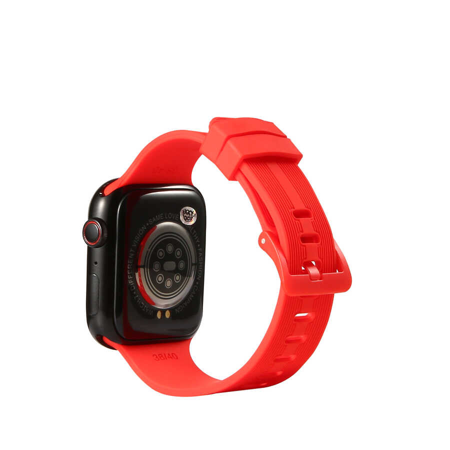 Apple Watch Ultra 49mm Kordon KRD-23 Silikon Strap Kayış Kırmızı