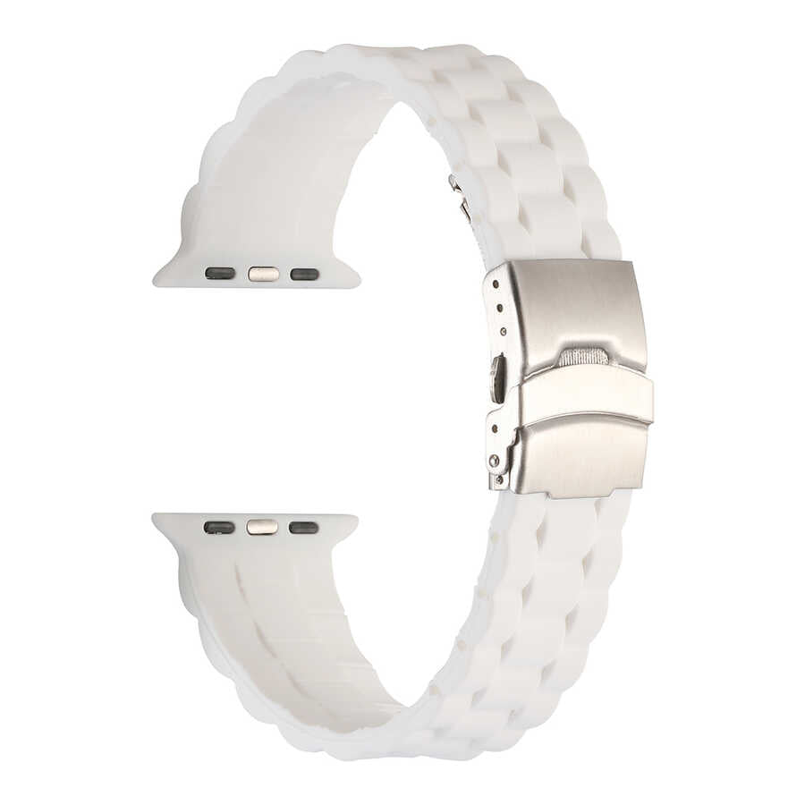 Apple Watch Ultra 49mm Kordon KRD-72 Silikon Strap Kayış Beyaz