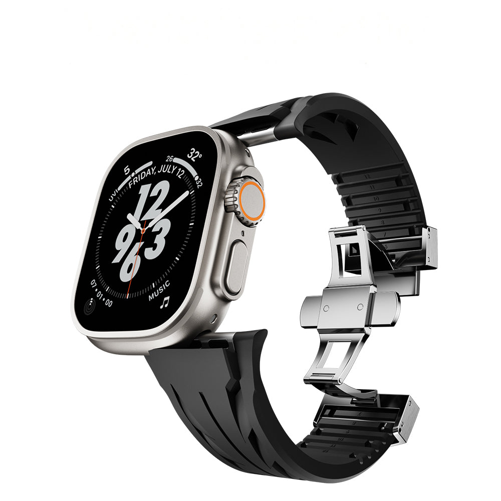 Apple Watch Ultra 49mm KRD-127 Metal Tokalı Silikon Kordon Kırmızı