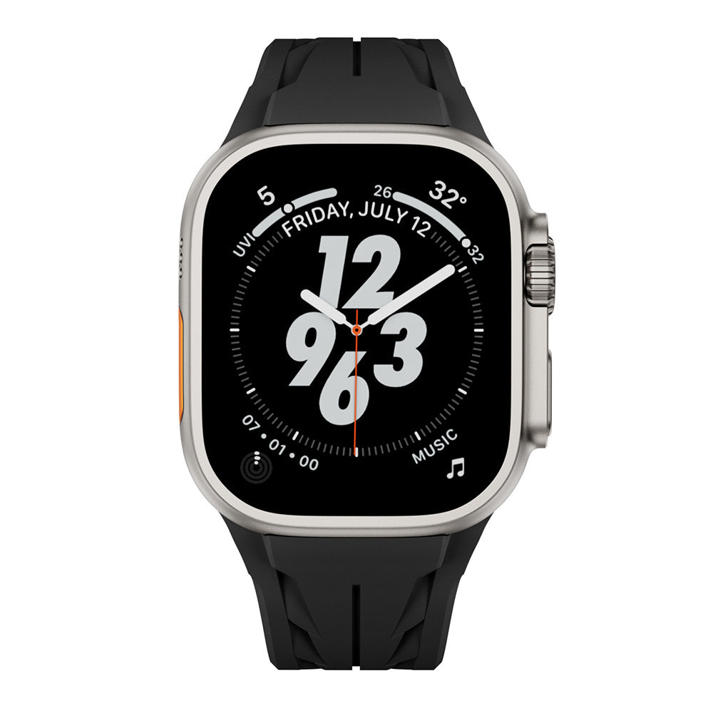 Apple Watch Ultra 49mm KRD-127 Metal Tokalı Silikon Kordon Kırmızı