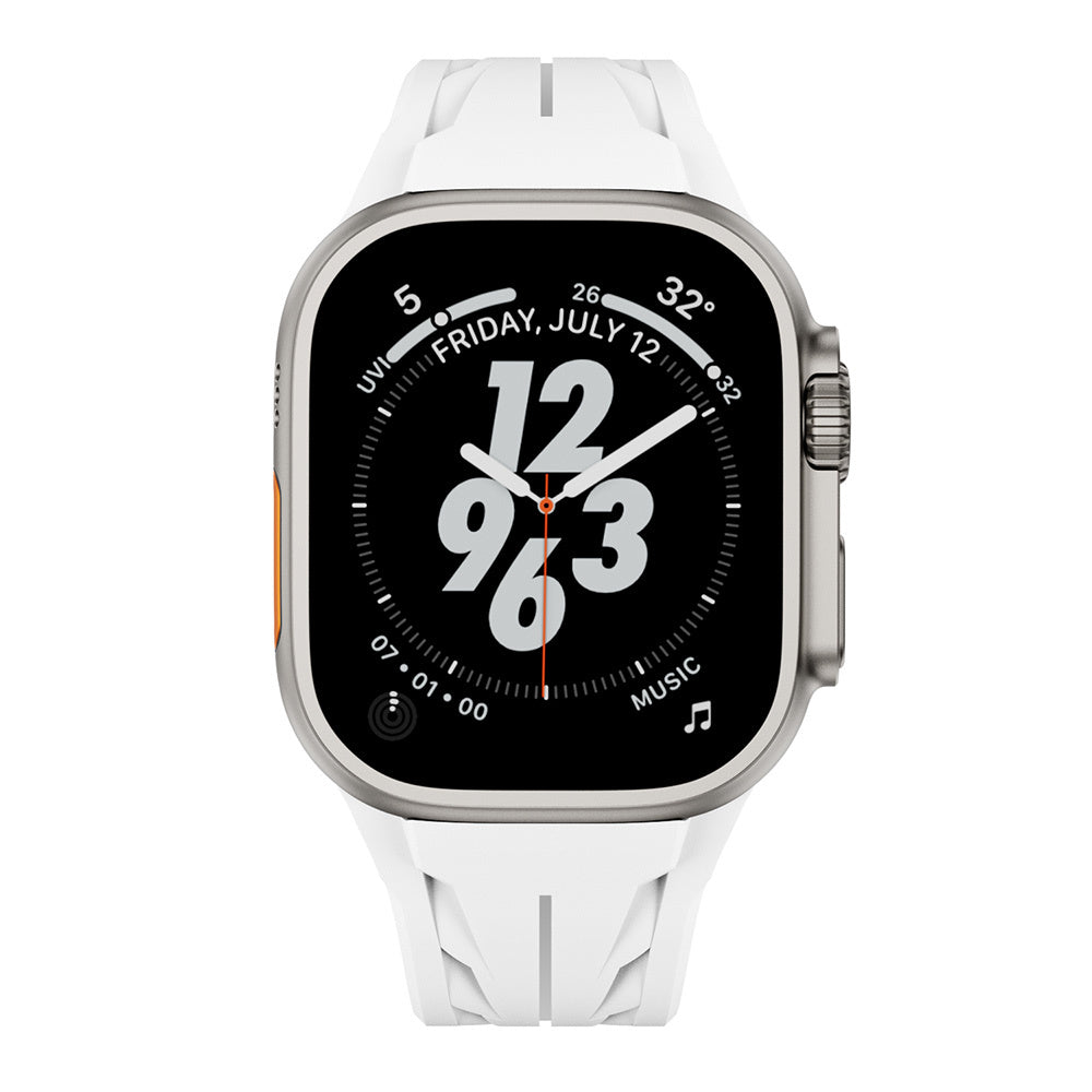 Apple Watch Ultra 49mm KRD-127 Metal Tokalı Silikon Kordon Beyaz