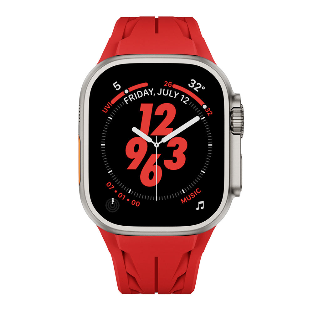 Apple Watch Ultra 49mm KRD-127 Metal Tokalı Silikon Kordon Turuncu