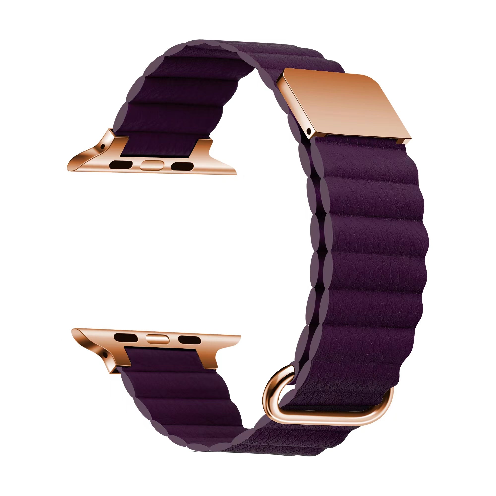 Apple Watch Ultra 49mm KRD-78 PU Deri Kordon Strap Kayış Mürdüm