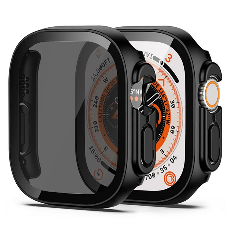Apple Watch Ultra 49mm Sert PC Kasa ve Privacy Ekran Koruyucu Zore Watch Gard 23 Siyah
