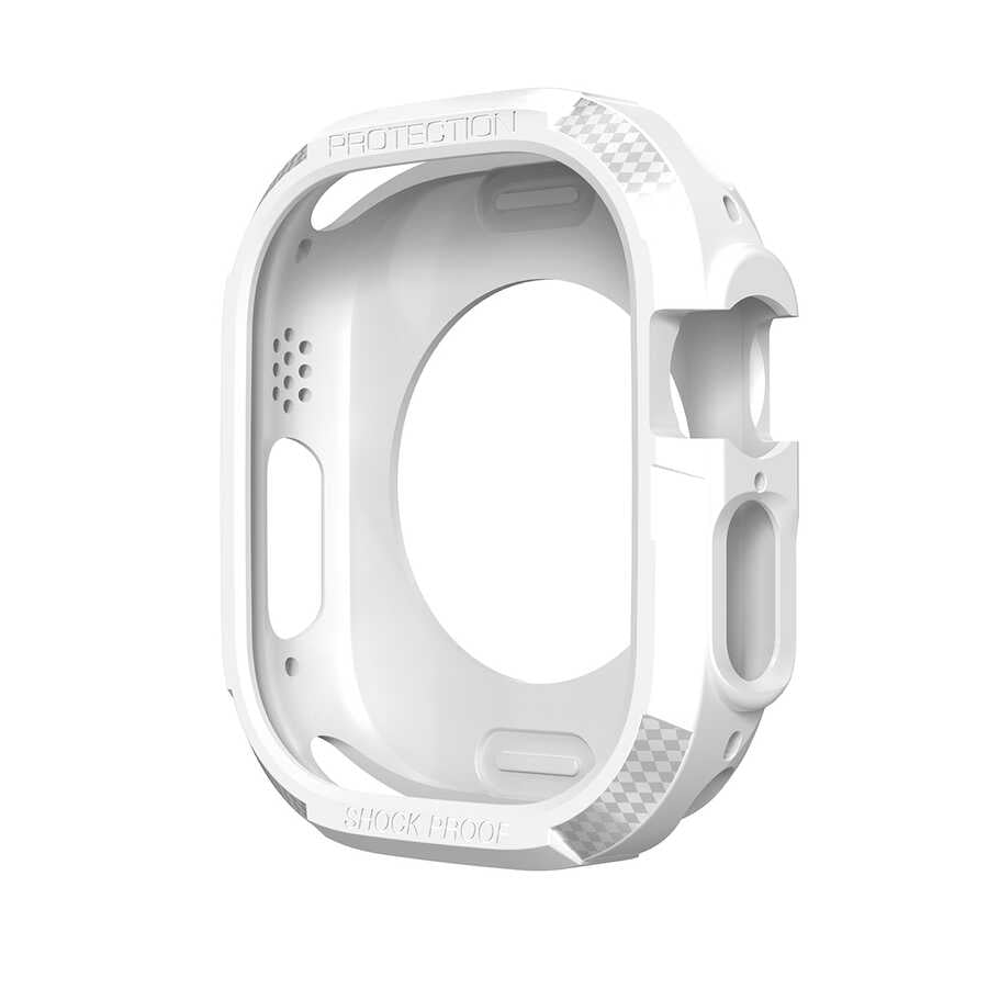 Apple Watch Ultra 49mm Silikon TPU Kasa Koruyucu Zore Watch Gard 17 Beyaz