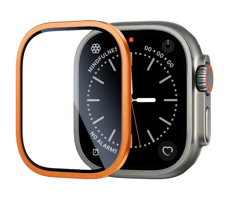 Apple Watch Ultra 49mm Zore ALM-01 Metal Çerçeveli Ekran Koruyucu Gümüş