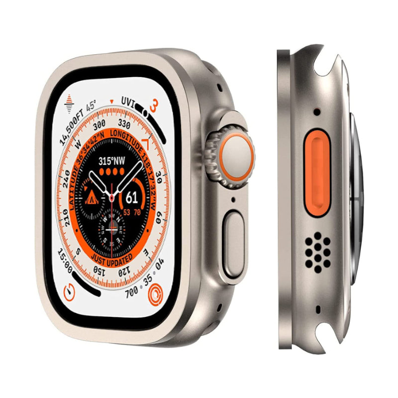 Apple Watch Ultra 49mm Zore ALM-01 Metal Çerçeveli Ekran Koruyucu Siyah