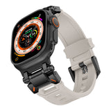 Apple Watch Ultra 49mm Zore KRD-101 Titanyum Metal Başlıklı Silikon Kordon Siyah-Titanyum