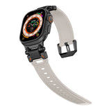Apple Watch Ultra 49mm Zore KRD-101 Titanyum Metal Başlıklı Silikon Kordon Turuncu-Titanyum
