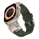 Apple Watch Ultra 49mm Zore KRD-101 Titanyum Metal Başlıklı Silikon Kordon Starlight-Titanyum