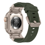 Apple Watch Ultra 49mm Zore KRD-101 Titanyum Metal Başlıklı Silikon Kordon Siyah-Starlight