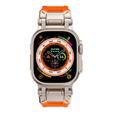 Apple Watch Ultra 49mm Zore KRD-101 Titanyum Metal Başlıklı Silikon Kordon Siyah-Mavi