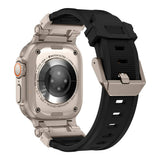 Apple Watch Ultra 49mm Zore KRD-101 Titanyum Metal Başlıklı Silikon Kordon Siyah