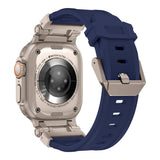 Apple Watch Ultra 49mm Zore KRD-101 Titanyum Metal Başlıklı Silikon Kordon Starlight-Titanyum