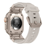 Apple Watch Ultra 49mm Zore KRD-101 Titanyum Metal Başlıklı Silikon Kordon Siyah