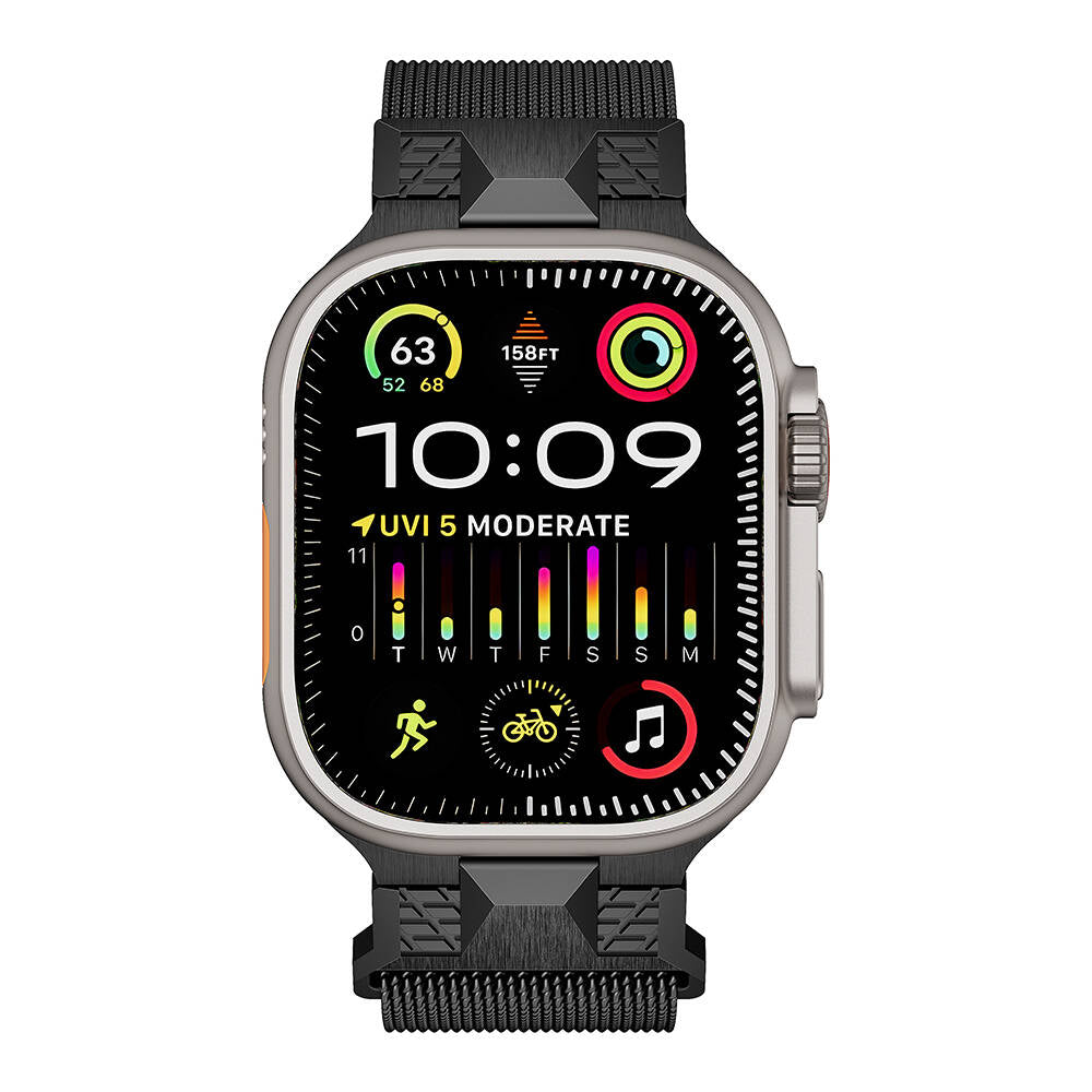 Apple Watch Ultra 49mm Zore KRD-107 Metal Hasır Kordon Siyah