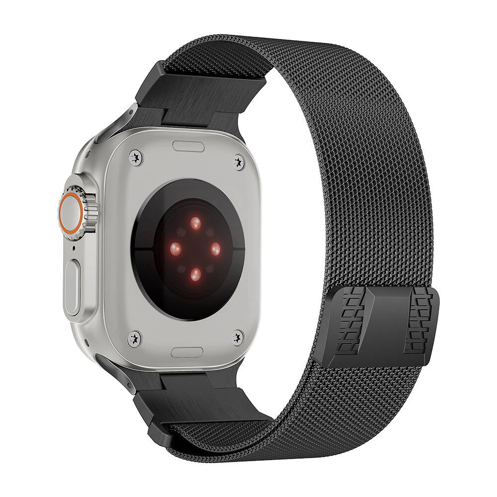 Apple Watch Ultra 49mm Zore KRD-107 Metal Hasır Kordon Siyah