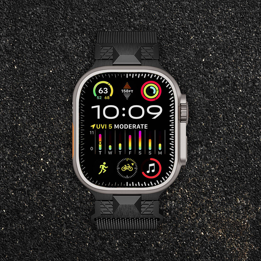 Apple Watch Ultra 49mm Zore KRD-107 Metal Hasır Kordon Siyah