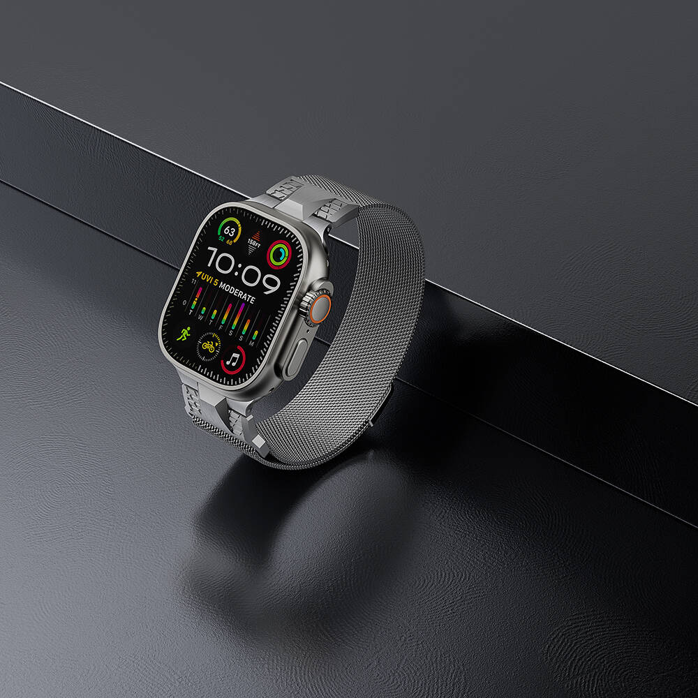 Apple Watch Ultra 49mm Zore KRD-107 Metal Hasır Kordon Siyah