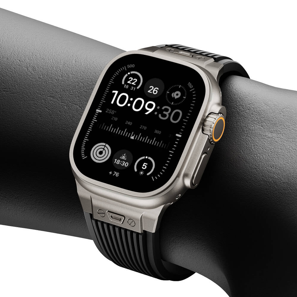 Apple Watch Ultra 49mm Zore KRD-113 Spor Görünümlü Silikon Kordon Turuncu