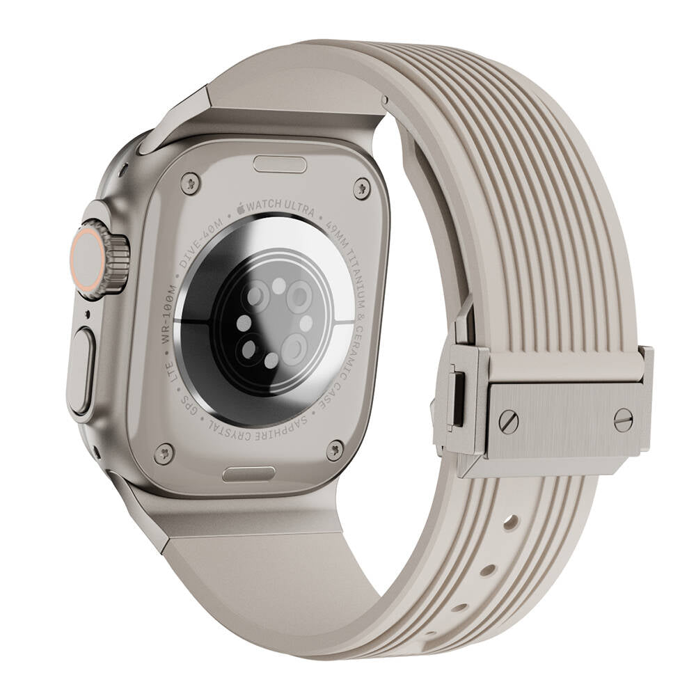 Apple Watch Ultra 49mm Zore KRD-113 Spor Görünümlü Silikon Kordon Beyaz