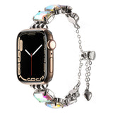 Apple Watch Ultra 49mm Zore KRD-115 Renkli Taş Tasarımlı Kordon Lila