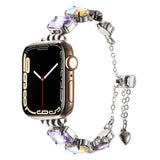 Apple Watch Ultra 49mm Zore KRD-115 Renkli Taş Tasarımlı Kordon Rose Pembe