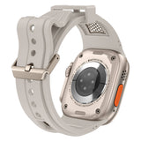 Apple Watch Ultra 49mm Zore KRD-117 Hava Alabilen Delikli Metal Süslemeli Desenli Silikon Kordon Siyah