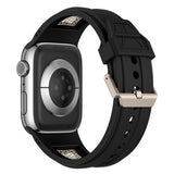 Apple Watch Ultra 49mm Zore KRD-117 Hava Alabilen Delikli Metal Süslemeli Desenli Silikon Kordon Titanyum-Turuncu