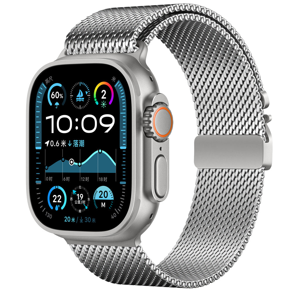 Apple Watch Ultra 49mm Zore KRD-121 Metal Hasır Kordon Gümüş