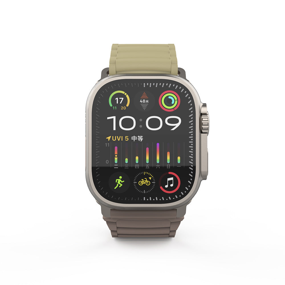 Apple Watch Ultra 49mm Zore KRD-122 Silikon Kordon Strap Kayış Siyah-Yeşil